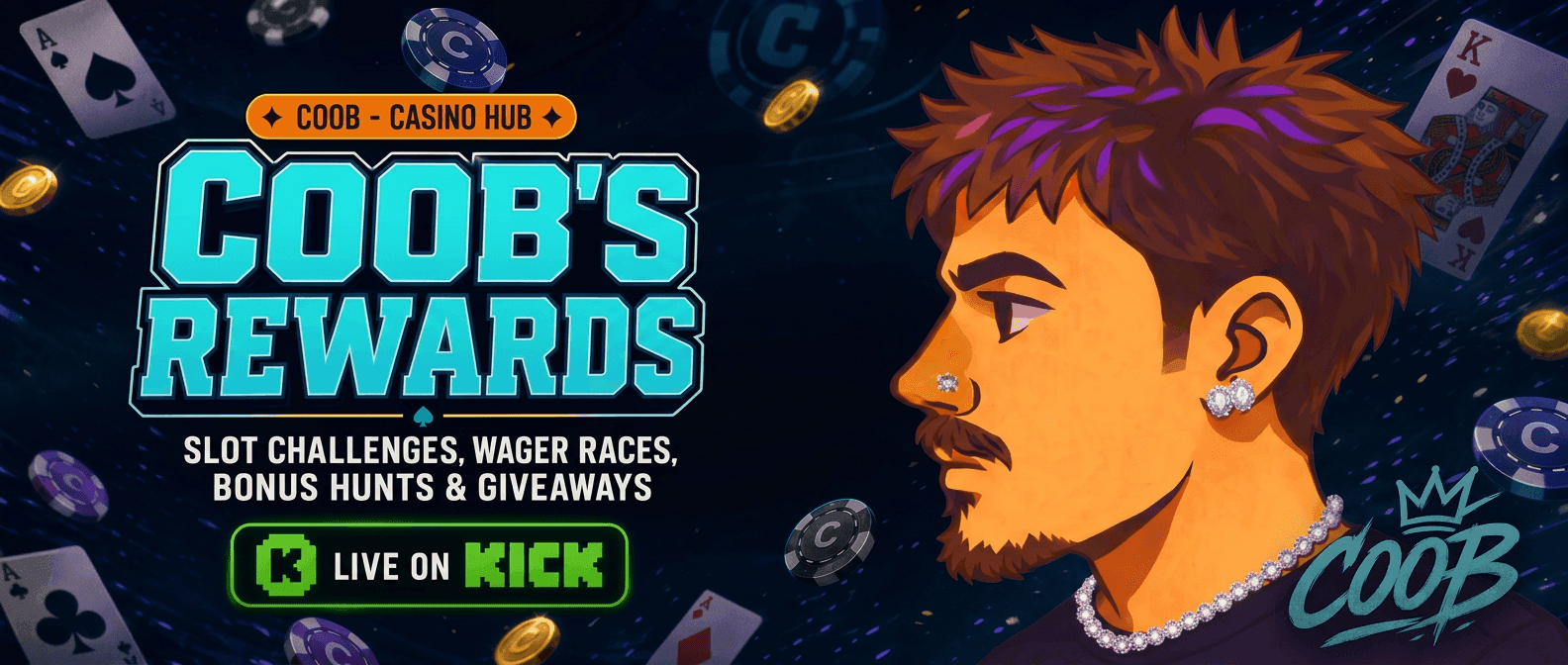 COOB'S REWARDS — slot challenges, wager races, bonus hunts and giveaways, live on Kick